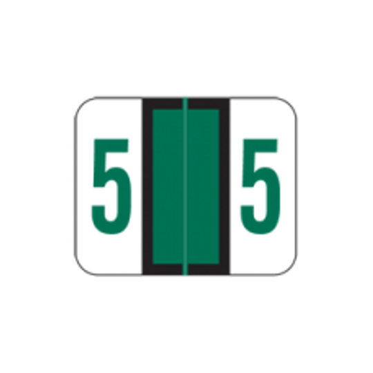 AmeriFile Smead BCCRN Compatible Numeric Labels - Number 5 - Green - 1 1/4 W x 1 H - Box of 500