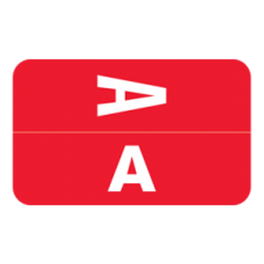 AmeriFile Alpha-Z Compatible Color-Coded Alpha Labels - Letter A - Red - 1 W x 1 5/8 H - Roll of 250