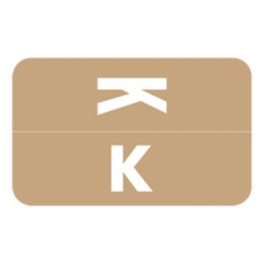AmeriFile Alpha-Z Compatible Color-Coded Alpha Labels - Letter K - Brown - 1 W x 1 5/8 H - Sheets for file box. 100/Pack