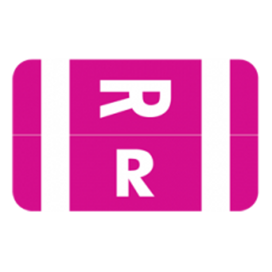 AmeriFile Alpha-Z Compatible Color-Coded Alpha Labels - Letter R - Purple - 1 W x 1 5/8 H - Roll of 250