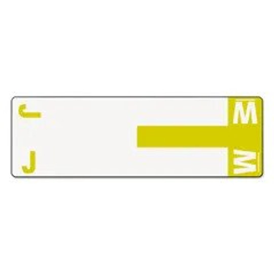 AmeriFile Alpha-Z Compatible Alpha Name Labels - Letter JW - Yellow - 3 5/8 W x 1 1/8 H - Package of 100 Labels