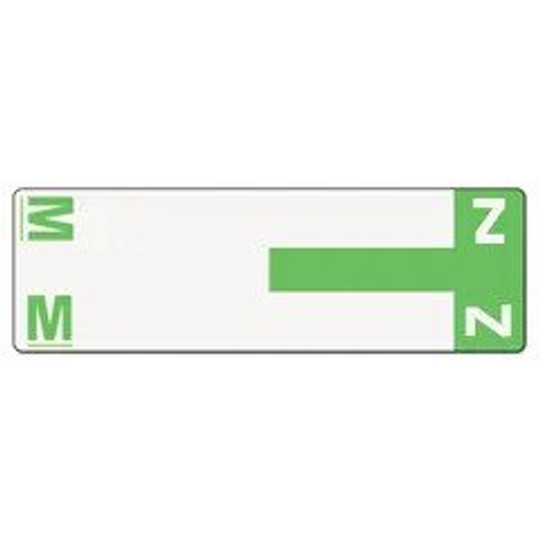 AmeriFile Alpha-Z Compatible Alpha Name Labels - Letter MZ - Green - 3 5/8 W x 1 1/8 H - Package of 100 Labels