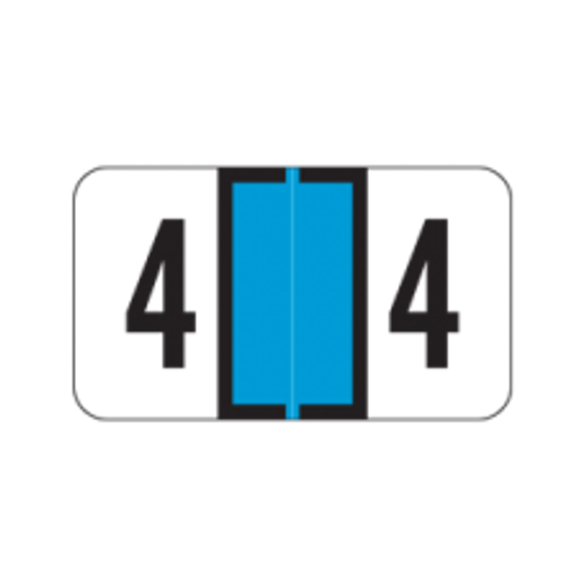 AmeriFile Jeter 7300 Compatible Numeric Labels - 1 5/8 W x 15/16 H - Number 4 - Blue - Roll of 500