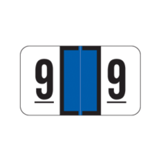 AmeriFile Jeter 7300 Compatible Numeric Labels - 1 5/8 W x 15/16 H - Number 9 - Blue - Roll of 500