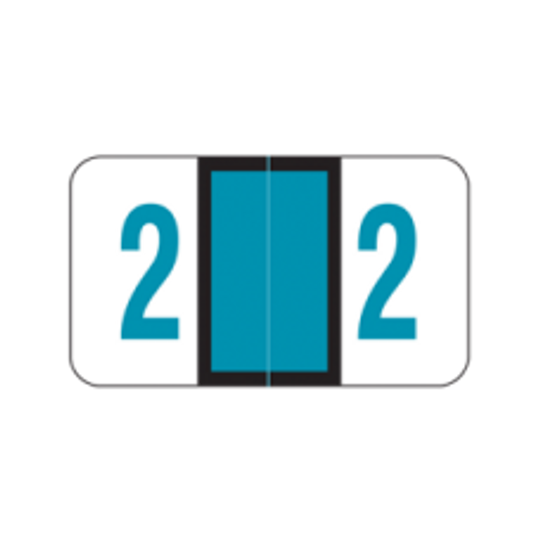 AmeriFile POS 3500 Series Numeric Labels - 1 5/8 W x 15/16 H - Number 2 - Blue - Roll of 500