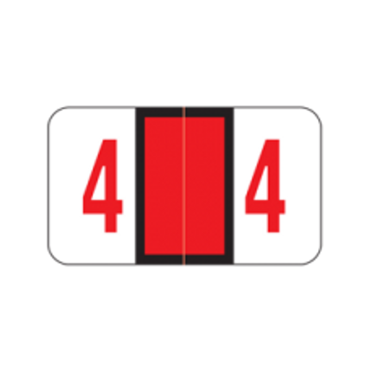 AmeriFile POS 3500 Series Numeric Labels - 1 5/8 W x 15/16 H - Number 4 - Orange - Roll of 500