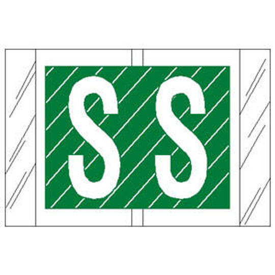 AmeriFile Genuine Tabbies Col'R'Tab Alpha Labels 12000 Series - 1 1/2 W x 1 H - Letter S - Green - Roll of 500
