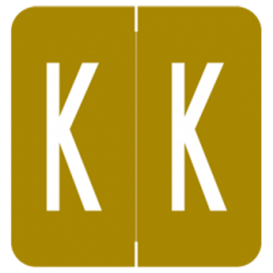 AmeriFile GBS / V.R.E. System 1 Compatible Alpha Labels - 1 1/4 W x 1 5/16 H - Letter K - Brown - Pack of 200 Labels