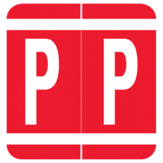 AmeriFile GBS / V.R.E. System 1 Compatible Alpha Labels - 1 1/4 W x 1 5/16 H - Letter P - Red - Pack of 200 Labels