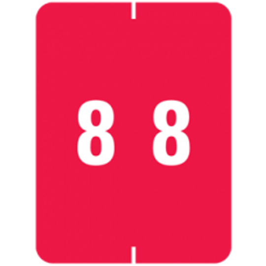AmeriFile Smead Compatible XLCC X-Ray Color-Coded Clear-laminated Numeric Labels - Number 8 - 1-1/2" W x 2" H  -  Red - Roll of 500