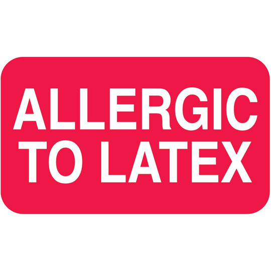 AmeriFile "Allergic To Latex" Label - Red/White - 1 -1/2" x 7/8 " - Roll of 250 - LCL2176H