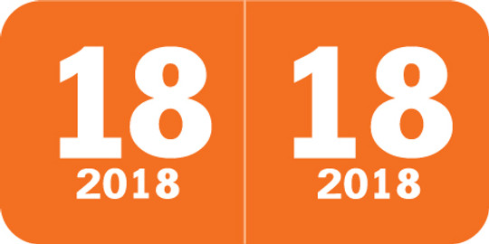 Col'R'Tab Yearband Label (Rolls of 500) - 2018 - Orange - CTYM Series - Laminated