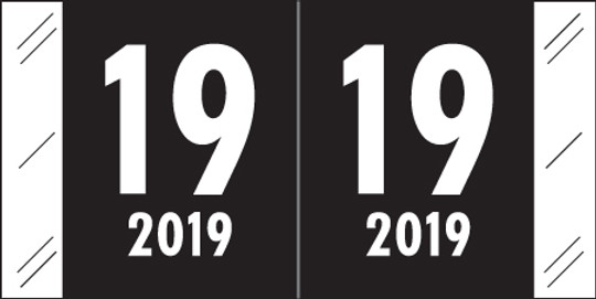 Col'R'Tab Yearband Label - 2019 - Black - CRYM Series - 3/4" H x 1 1/2" W - Laminated - 500/Roll