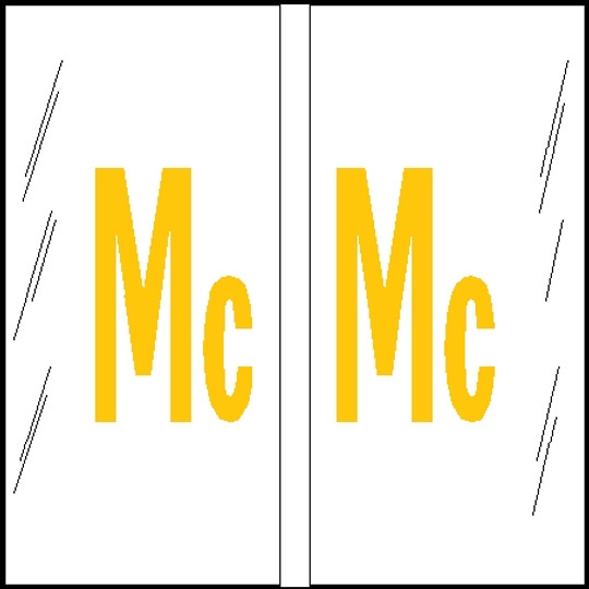 Tabbies Alphabetic Labels - 12100 Series (Rolls) "Mc"- White & Yellow- 1-1/2"H x 1-1/2"W - 500/Roll