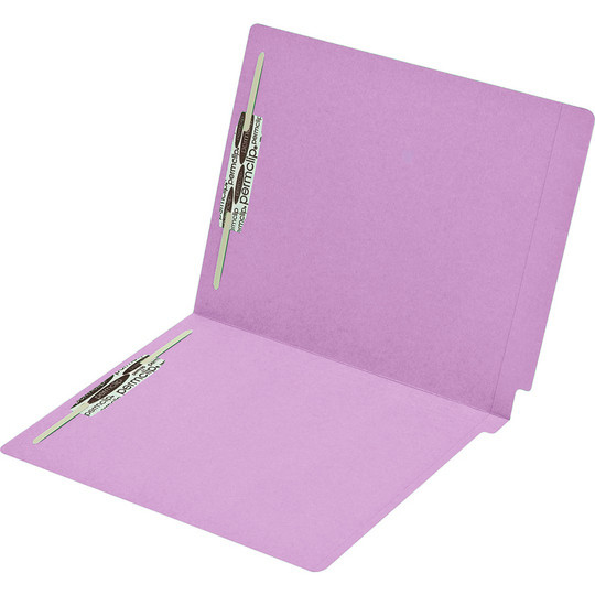 Medical Arts Press Match Colored End Tab File Folders with 2 Permclip Fasteners- Lavender, Letter Size, 15pt (50/Box)