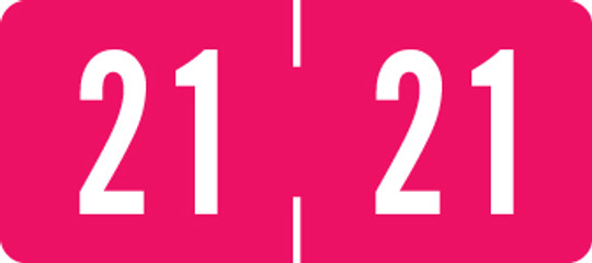 TAB Yearband Label (Rolls of 500) - 2021 - Red - TPYV Series - Vinyl -  1/2" H x 1-1/8" W