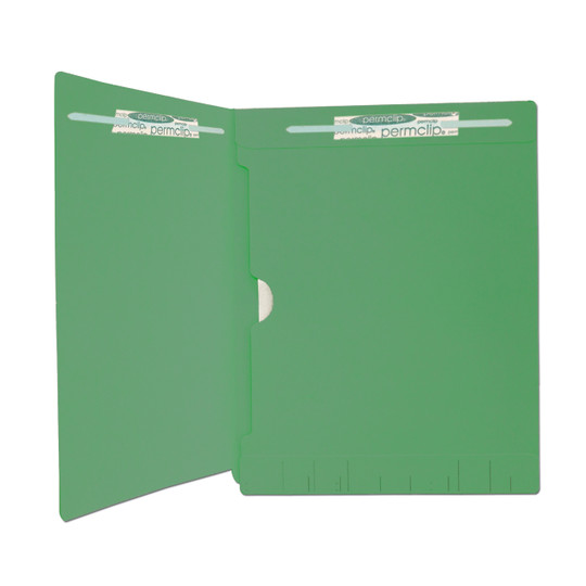 Medical Arts Press Match Full Pocket End Tab Folders with 2 Permclip Fasteners- Dark Green, 11pt (250/Carton)