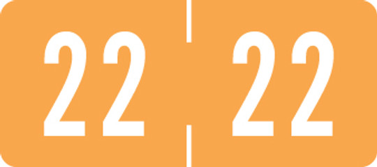 TAB Yearband Label (Rolls of 500) - 2022 - Orange - TPYV Series - Vinyl -  1/2" H x 1-1/8" W