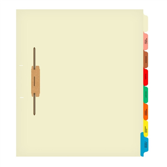 Medical Fileback Divider Set - Side Tabs - 8 Tab Titles - Side Fastener - 20 Sets/Box
