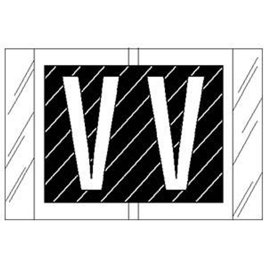Col 'R' Tab Alpha Color Coded Labels - 82000 Series - Letter 'V' - Black - 1"H x 1-1/2" W - 100/Pack