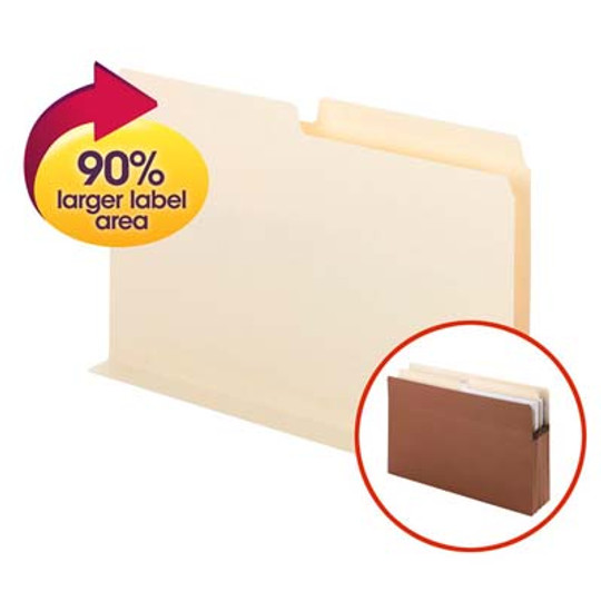 Smead SuperTab® Pocket Divider 68070, Oversize 1/2-Cut Tab, 2 Dividers per Insert, Legal, Manila