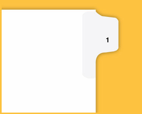 Exhibit Dividers - Avery Style Legal Exhibit Side Tabs - Title: 1 - Letter Size - White - 25/Pack