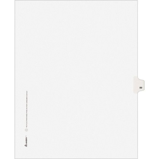 Exhibit Dividers - Avery Style Legal Exhibit Side Tabs - Title: 89 - Letter Size - White - 25/Pack
