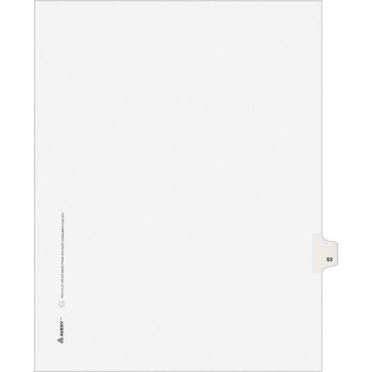 Exhibit Dividers - Avery Style Legal Exhibit Side Tabs - Title: 93 - Letter Size - White - 25/Pack