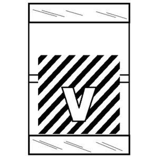 Col'R'TAB Top Tab Alpha Labels - 82050 Series - Letter 'V' -  Black - 1-1/2" H x 1" W - Labels on Sheets - 100/Pack