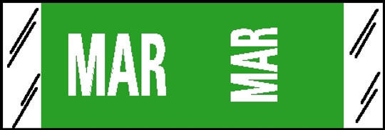 Tabbies® COL'R'TAB® Horizontal/Vertical Month Tabs, Light Green, 1/2"H x 1-1/2"W, "MARCH" 100/Pack