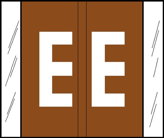 Tabbies® GBS/VRE Compatible Alpha Labels, Brown, 1-5/16"H x 1-1/2"W, "E", 500 Labels/Roll