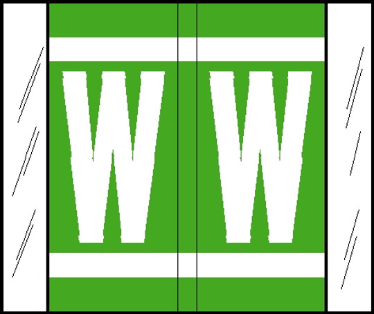 Tabbies® GBS/VRE Compatible Alpha Labels, Light Green, 1-5/16"H x 1-1/2"W, "W", 500 Labels/Roll