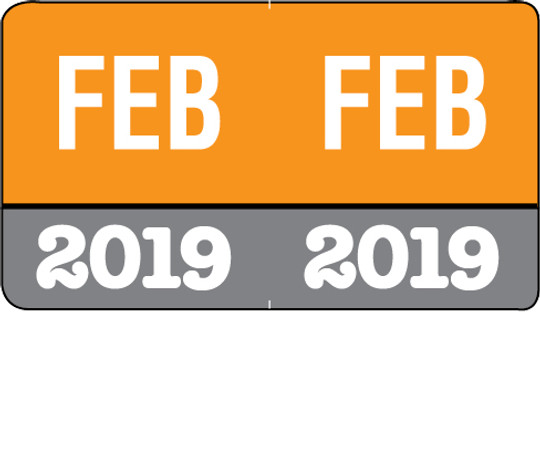 Month/Year Labels 2019 - February - 225 Labels Per Pack - 1-1/2" W x 1" H