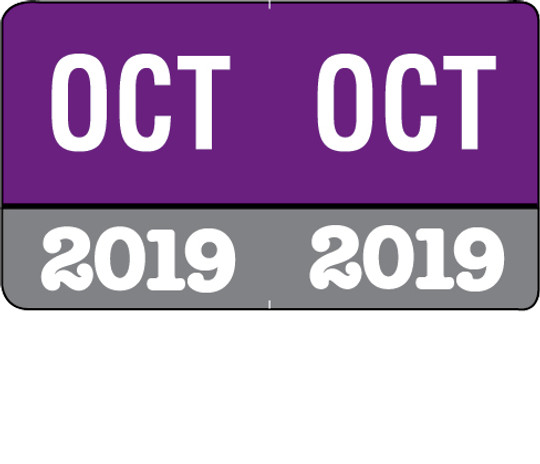 Month/Year Labels 2019 - October - 225 Labels Per Pack - 1-1/2" W x 1" H