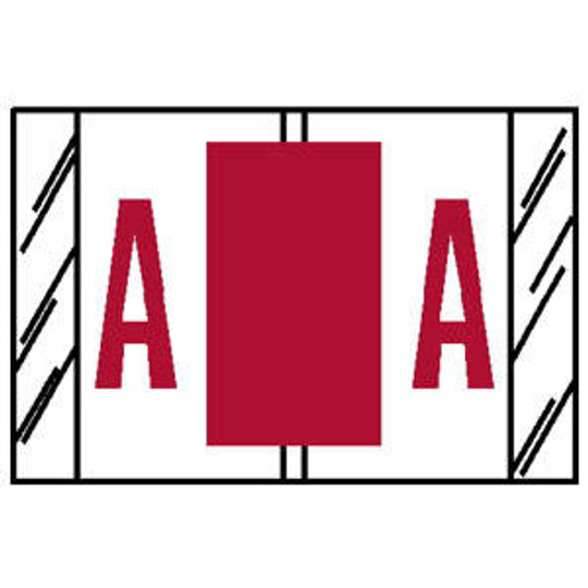 TAB Compatible 84100 Series Alpha Labels - 'A' - Red - 1" H x 1-1/2" W - Labels on Sheets - 100 Labels Per Pack (10 Labels Per Strip)