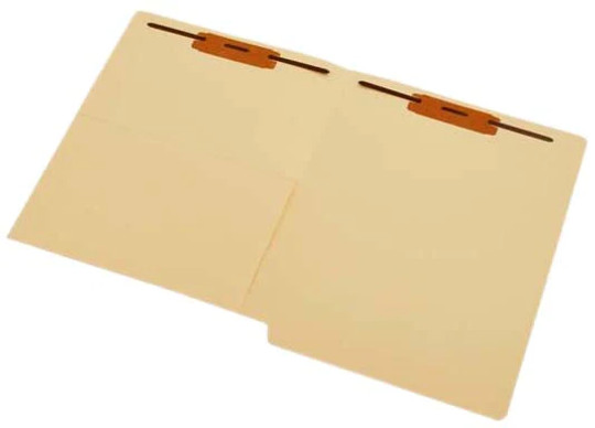 Smead Compatible 1/2 Pocket End Tab Folder - 11 Pt. Manila  - Letter Size - Half Pocket on Left Inside that is closed on 2 sides - 2 Fasteners in Position 1 & 3 - 50/Box