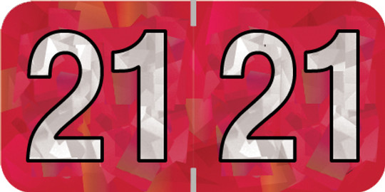 Holographic Yearband Label (Rolls) 500 - 2021 - Red - HRYM Series - Polylaminated - 3/4" H x 1-1/2" W