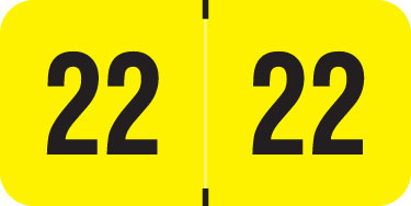 PMA FLUORESCENT 2022 FL YELLOW Year Label 3/4"H X 1-1/2"W END TAB 500/ROLL