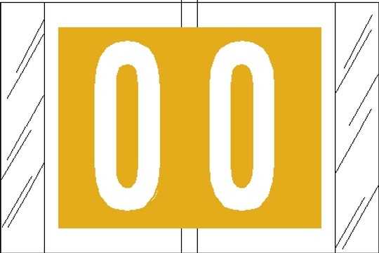Tabbies 11000 - ORIGINAL Col'R'Tab NUMERIC 11000 SERIES, 1" NUMERIC TAB '#0', YELLOW, 1"H x 1-1/2"W, 500/ROLL