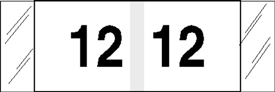 Tabbies 11842 - ORIGINAL Col'R'Tab NUMERIC 11830 LABEL SERIES, 1/2" NUMERIC TABS '#12', BLACK & WHITE, 1/2"H x 1-1/2"W, 500/ROLL
