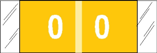 Tabbies 11850 - ORIGINAL Col'R'Tab NUMERIC 11850 LABEL SERIES, 1/2" NUMERIC TABS '#0', YELLOW, 1/2"H x 1-1/2"W, 500/ROLL