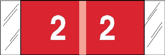 Tabbies 11852 - ORIGINAL Col'R'Tab NUMERIC 11850 LABEL SERIES, 1/2" NUMERIC TABS '#2', RED, 1/2"H x 1-1/2"W, 500/ROLL