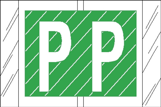 Tabbies 12016 - ORIGINAL Col'R'Tab ALPHA 12000 LABEL SERIES, 1" ALPHA TABS 'P', LIGHT GREEN, 1"H x 1-1/2"W, 500/ROLL