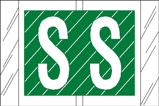 Tabbies 12019 - ORIGINAL Col'R'Tab ALPHA 12000 LABEL SERIES, 1" ALPHA TABS 'S', GREEN, 1"H x 1-1/2"W, 500/ROLL