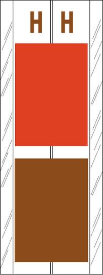 Tabbies 12708 - ACME VISIBLE COMPATIBLE ALPHA 12700 LABEL SERIES, 4" 2-COLOR ALPHA TABS 'H', PINK/BROWN, 4"H x 1-1/2"W, 102/PACK