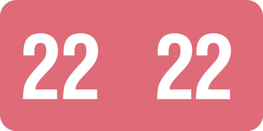 Tabbies 21822 - SMEAD COMPATIBLE YEARCODE 21800 LABEL SERIES, 1/2" YEARCODE LABEL '22', PINK, 1/2"H x 1"W, 250/PACK