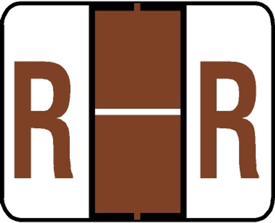 Tabbies 61038 - TAB PRODUCTS & SMEAD COMPATIBLE ALPHA 61020 LABEL SERIES, 1" ALPHA LABELS 'R', BROWN, 1"H x 1-1/4"W, 250/PACK