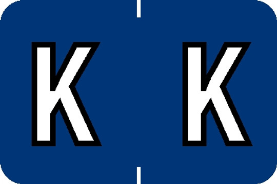 Tabbies 61431 - COLWELL JEWEL-TONE COMPATIBLE ALPHA 61420 LABEL SERIES, 1" RINGBOOK ALPHA LABEL 'K', COBALT, 1"H x 1-1/2"W, 240/PACK