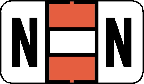 Tabbies 61534 - Jeter 5800, 7100, 7200 Compatible Alpha 61520 Label Series, 15/16" RINGBOOK Alpha Label 'N', ORANGE, 15/16"H X 1-5/8"W, 240/PACK