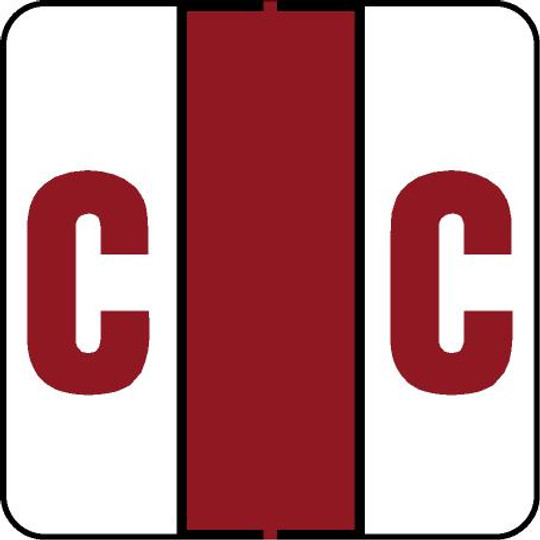 Tabbies 62232 - POS 3700 COMPATIBLE RINGBOOK ALPHA 62230 LABEL SERIES, 1-1/2" RINGBOOK ALPHA 'C', DARK RED, 1-1/2"H x 1-1/2"W, 150/PACK